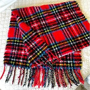 Red Plaid Polyester Scarf